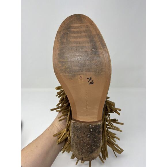 ZARA Suede Fringe Boho Ankle Boots US 8/EU 39 Boho Brown EUC Tassled - Picture 13 of 16